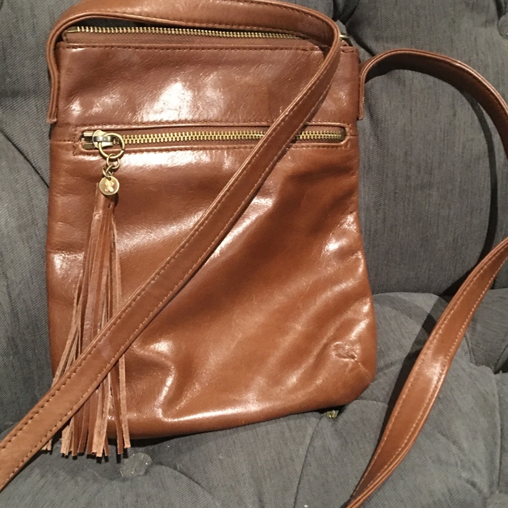 Leather cross body hobo bag